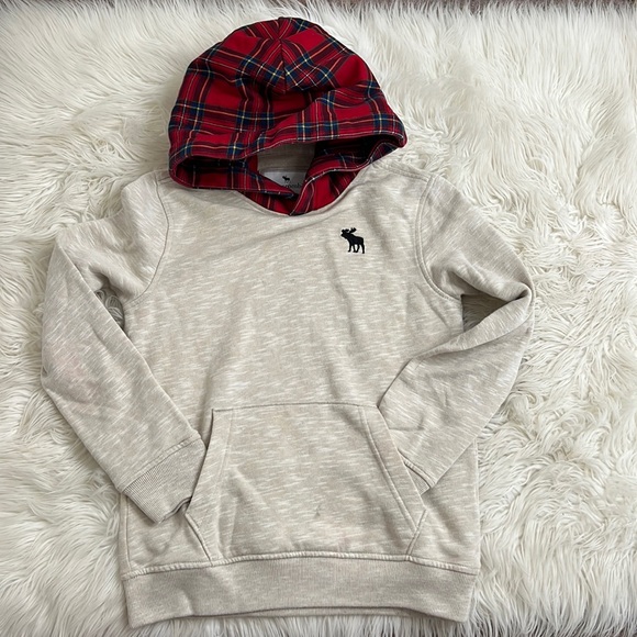 abercrombie kids Other - abercrombie kids  plaid hoodie  9/10 Holiday Red Cream Sweater